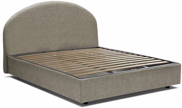 Dmora Archivio Doppelbett, Bettkasten mit Stoffbezug, 100 % Made in Italy, Öffnung vorne, geeignet für Matratze 160 x 190 cm, Taupe Bild 5