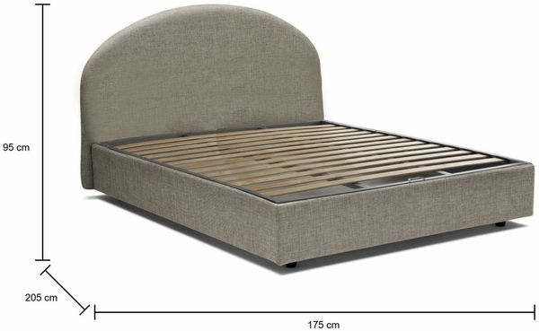 Dmora Archivio Doppelbett, Bettkasten mit Stoffbezug, 100 % Made in Italy, Öffnung vorne, geeignet für Matratze 160 x 190 cm, Taupe Bild 3