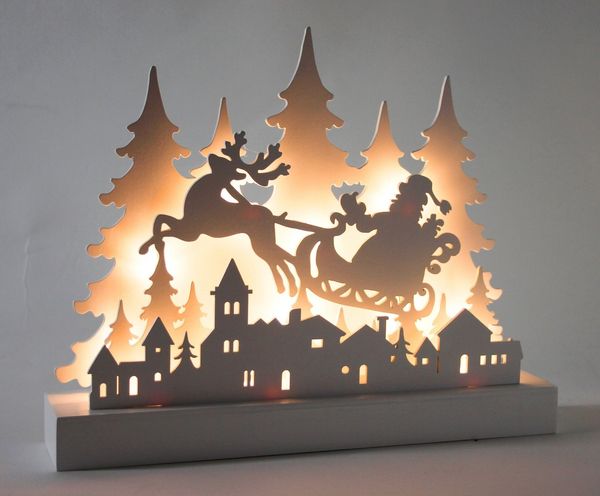 LED-Silhouette Santa ww 30x6x24cm, 12 LED 6/18h T