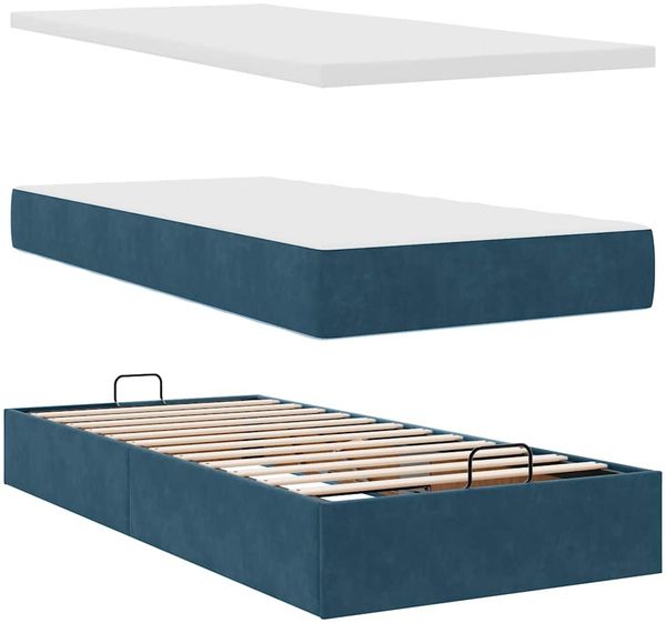 vidaXL Ottoman-Bett mit Matratzen & LEDs Dunkelblau 90x200 cm Samt 3314226 Bild 12