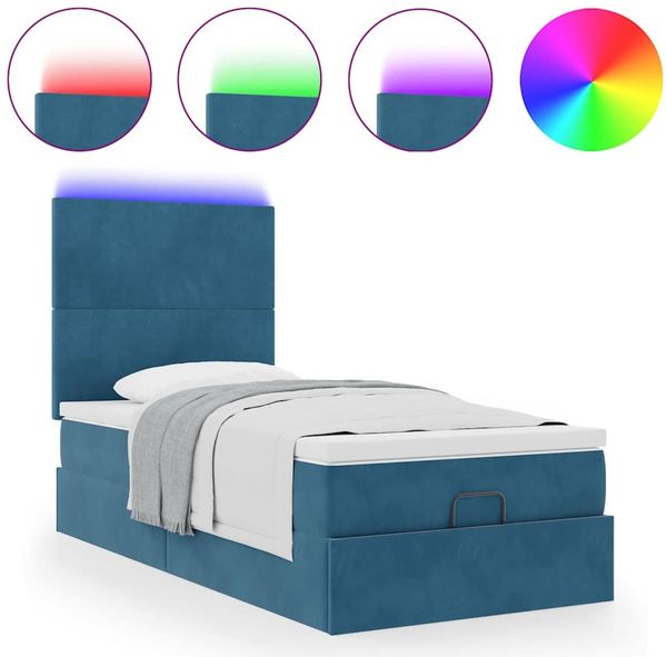 vidaXL Ottoman-Bett mit Matratzen & LEDs Dunkelblau 90x200 cm Samt 3314226 Bild 5