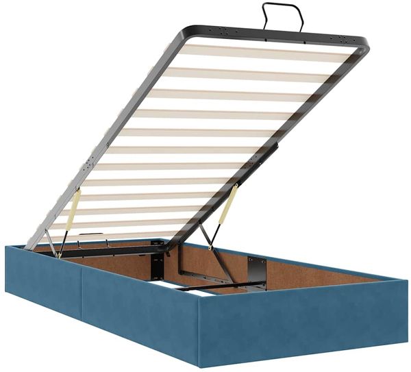 vidaXL Ottoman-Bett mit Matratzen & LEDs Dunkelblau 90x200 cm Samt 3314226 Bild 11