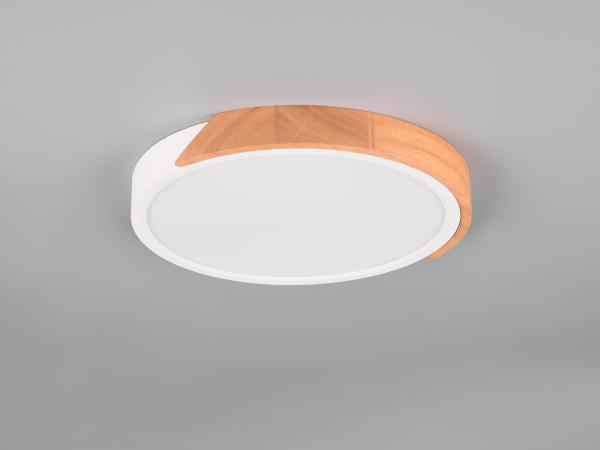 LED Deckenleuchte JANO rund Weiß mit Holz, 3 Stufen Dimmer, Ø31cm Bild 4