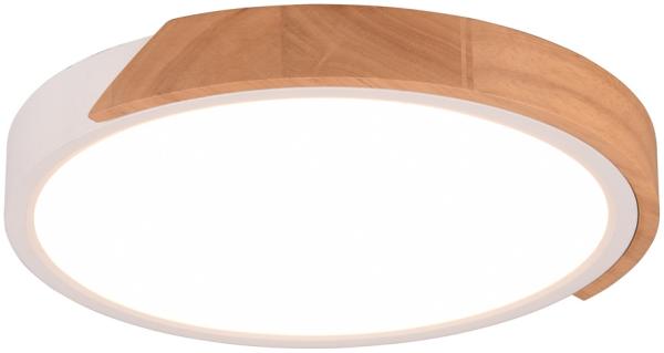 LED Deckenleuchte JANO rund Weiß mit Holz, 3 Stufen Dimmer, Ø31cm Bild 2