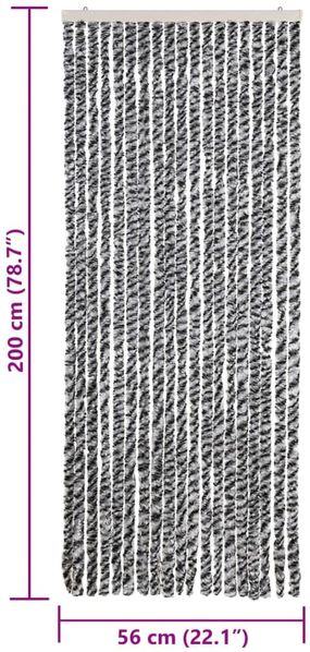 vidaXL Fliegenvorhang Grau, Schwarz und Weiß 56x200 cm Chenille 377333 Bild 7