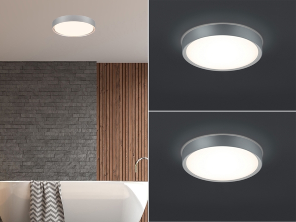 LED Deckenleuchte 2er Set in Grau Titanfarben IP44 Badlampen, Ø 33cm