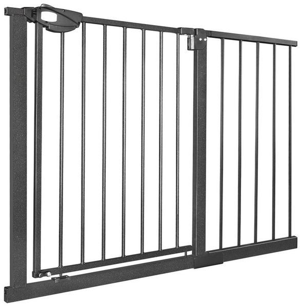FIVMEN Treppenschutzgitter Türschutzgitter Treppengitter ohne bohren für Kindersicherheit, 76cm Hoch Weiß/Schwarz aus Metall