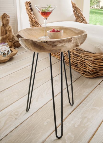 Beistelltisch >Tinobu< in natur aus Metall - 40x52x40cm (BxHxT)