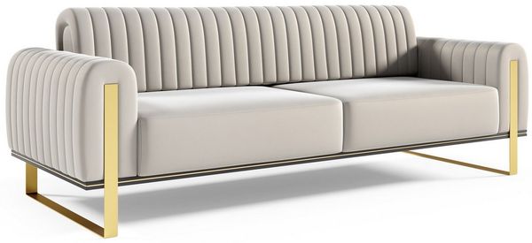 yourhouse24 3-Sitzer Sofa Designersofa Vamos in Samt, Samt-Optik, Metallgestell, Glamour-Stil