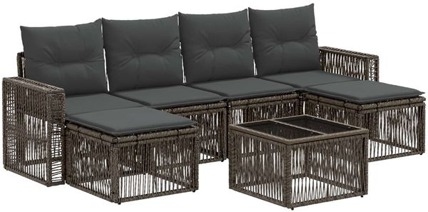 vidaXL Gartensofa-set 7 pcs Grau und Dunkelgrau Poly-Rattan 3435206