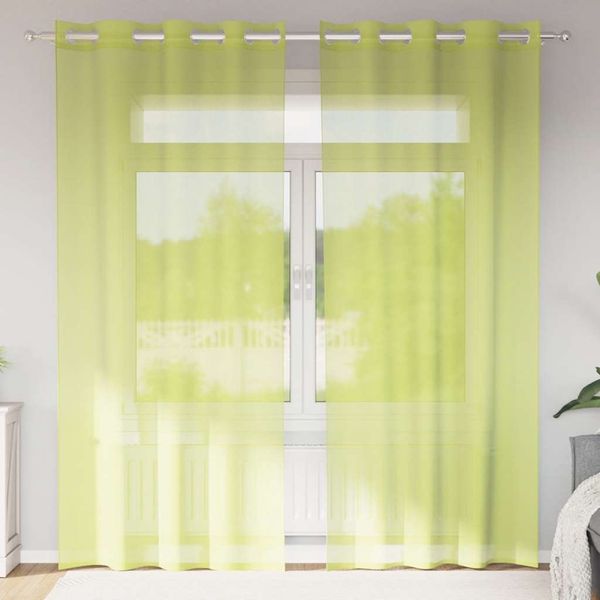 vidaXL Voile Vorhänge mit Ösen 2 Stk. Apfelgrün 140x245 cm 4102056