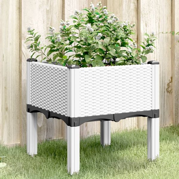 vidaXL Pflanzkasten mit Beinen Weiß 40x40x42 cm PP 367889