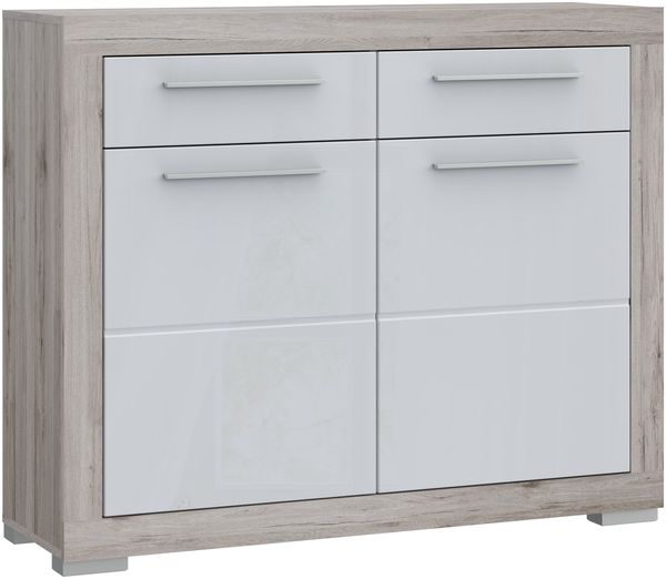 FORTE Attrus Schuhschrank, Holzwerkstoff, Beige/Braun/Weiß, 118,6 x 96,9 x 36,3 cm