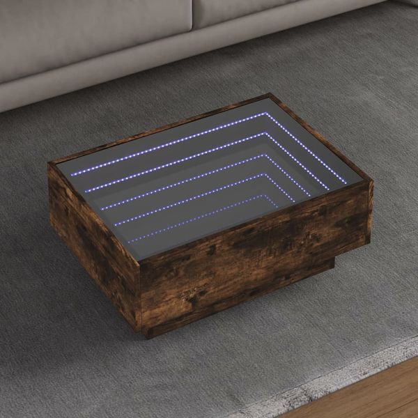 vidaXL LED-Couchtisch Räuchereiche 70x50x30 cm Holzwerkstoff 847515