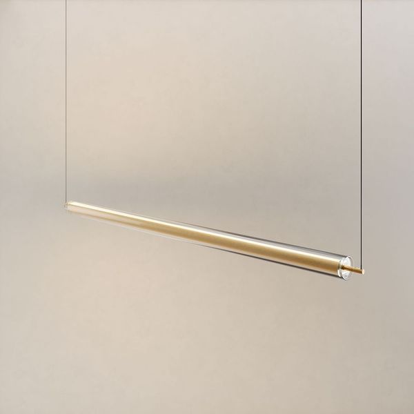 s.luce Ranya LED Up & Down Pendelleuchte mit Glas-Cover & Fernbedienung Gold, Klar 160cm