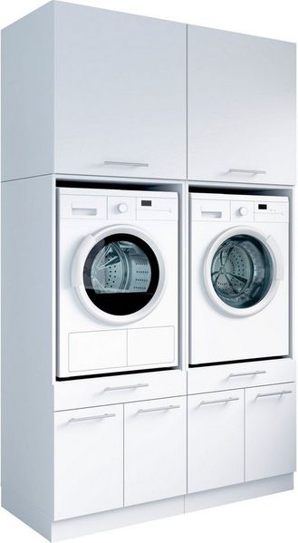 Laundreezy Mehrzweckschrank-Set Laundreezy, 4-tlg. Mehrzweckschrank-Set B/H/T 135/238/68 cm, (4-St), Breite 135 cm, Soft-Close-Funktion, höhenverstellbare Füße