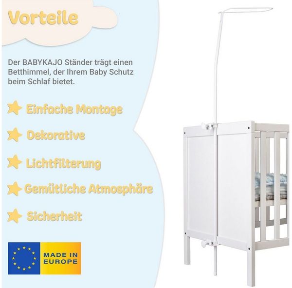 Babykajo Betthimmel (5-tlg), Himmelstange für Babybett – Stange für Betthimmel Babybett i