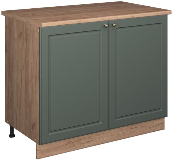 Spülenunterschrank Fame-Line Grün-Gold Landhaus/Goldkraft Eiche 100 cm, AP Eiche Vicco