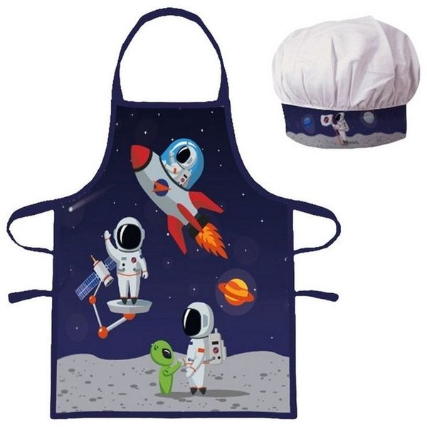 COFI 1453 Kochschürze Astronaut Kinder Schürze und Mütze für kreativen Spaß in der Küche