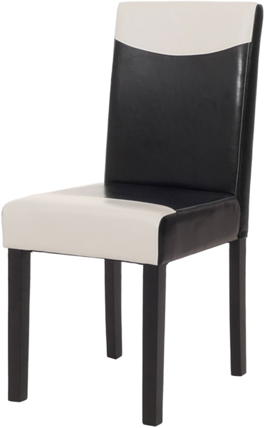 Esszimmerstuhl Littau, Küchenstuhl Stuhl, Kunstleder ~ schwarz/weiß, dunkle Beine