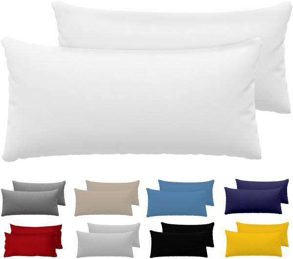Dreamzie Kissenbezug 50x80 (Set mit 2) - 100% Jersey Baumwolle 150 g/qm Kissenbezüge -Weiß - Für Kopfkissenbezug 50x80 - Kissenhülle - Kissenbezug - Resistent und Hypoallergen Bild 1