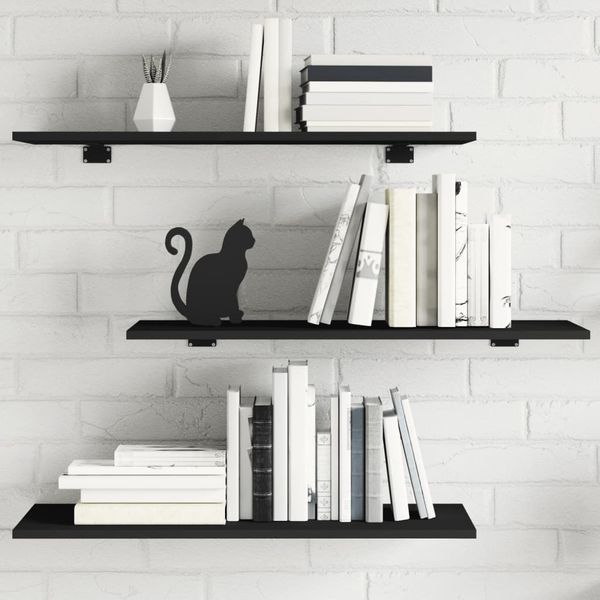 vidaXL Bücherregal-Bretter 4 Stk. Schwarz 80x30x1,5 cm Holzwerkstoff 805316