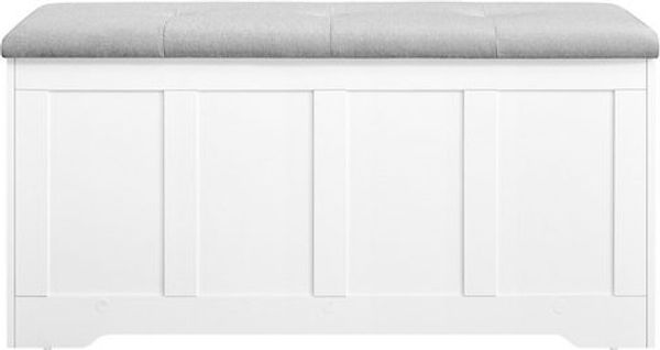 VASAGLE Truhe mit Stauraum, Truhenbank mit Deckel, für Schlafzimmer, Flur, Wohnzimmer, 41 x 101 x 49 cm, weiß-grau