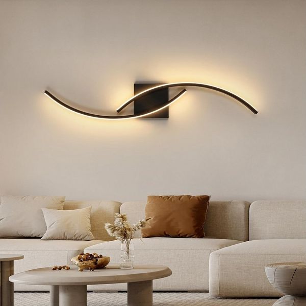 Riserva Wandleuchte Moderne Wandleuchte Treppe 80cm Schwarz 25W LED 3000K Warmweiß