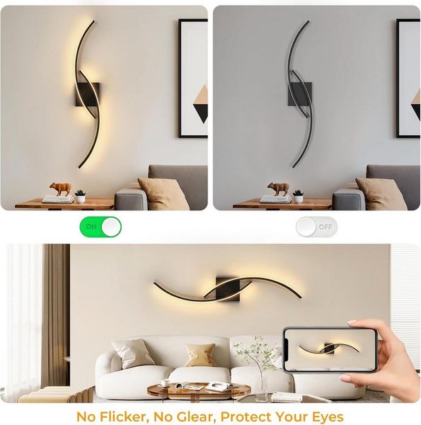 Riserva Wandleuchte Moderne Wandleuchte Treppe 80cm Schwarz 25W LED 3000K Warmweiß Bild 4