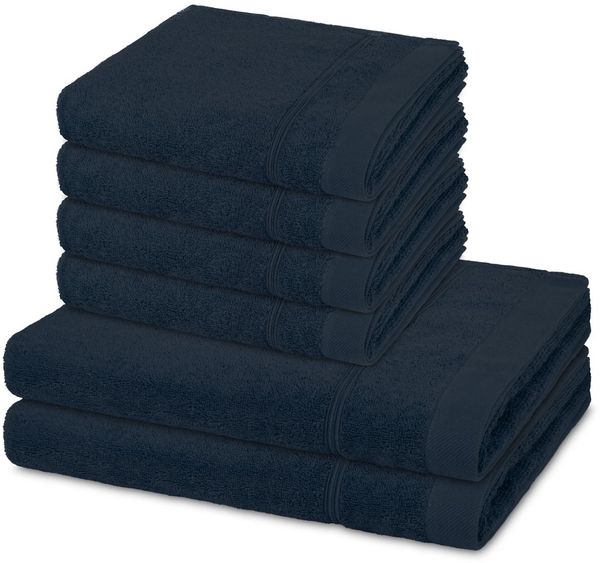 Ross Rubin 6 tlg. Frottier-Set - 4 X Handtuch (50 X 100cm), 2 X Duschtuch (70 X 140cm) - 480 - Denim