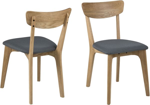 Esszimmerstuhl >Taxi< (2er-Set) in Grau, Stoff, Eiche - 45x80x49cm (BxHxT)