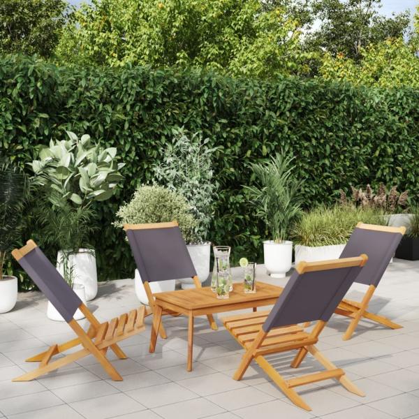 vidaXL Gartenstühle 4 Stk. Klappbar Anthrazit Stoff und Massivholz 3214640