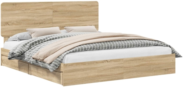 vidaXL Aufbewahrungsbett Sonoma-Eiche 200x200 cm Holzwerkstoff 3412653