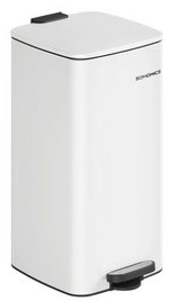 Songmics Mülleimer Küche, 20/30 Liter Abfalleimer, Tretmülleimer, Stahl, mit Inneneimer, Softclose, Offenhaltefunktion, wolkenweiß LTBDE593W02 Bild 6