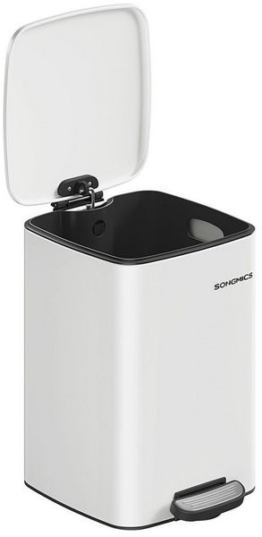 Songmics Mülleimer Küche, 20/30 Liter Abfalleimer, Tretmülleimer, Stahl, mit Inneneimer, Softclose, Offenhaltefunktion, wolkenweiß LTBDE593W02 Bild 2