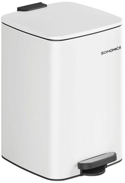 Songmics Mülleimer Küche, 20/30 Liter Abfalleimer, Tretmülleimer, Stahl, mit Inneneimer, Softclose, Offenhaltefunktion, wolkenweiß LTBDE593W02
