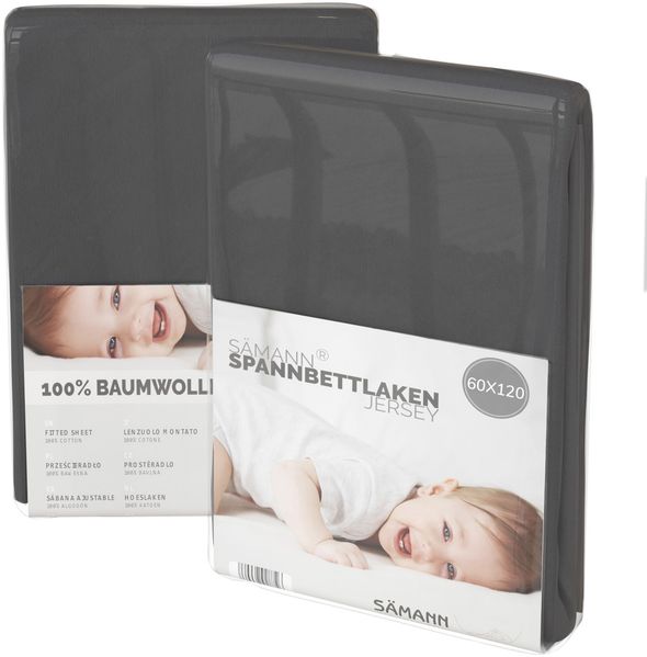 Sämann Spannbettlaken 60x120 cm Jersey anthrazit