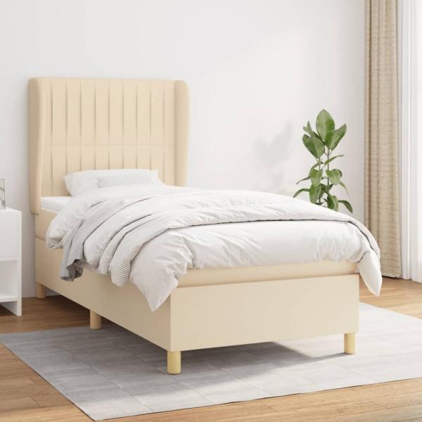 Boxspringbett mit Matratze Stoff Creme 80 x 200 cm, Härtegrad: H2 [3128642]