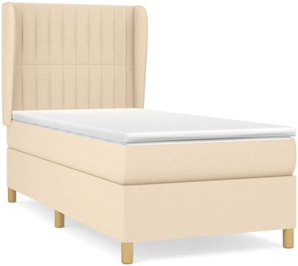 Boxspringbett mit Matratze Stoff Creme 80x200 cm, Härtegrad: H2 [3128642]