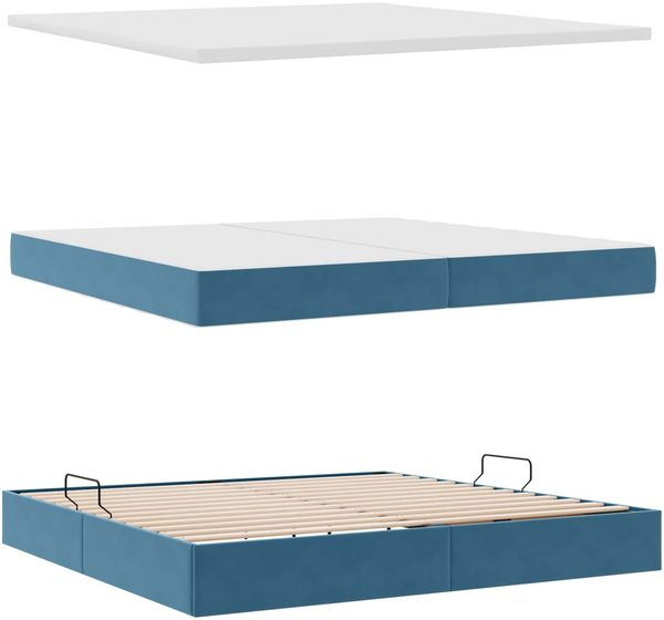 vidaXL Aufbewahrungsbett mit Matratze Dunkelblau 200 x 200 cm Samt 3370327 Bild 7