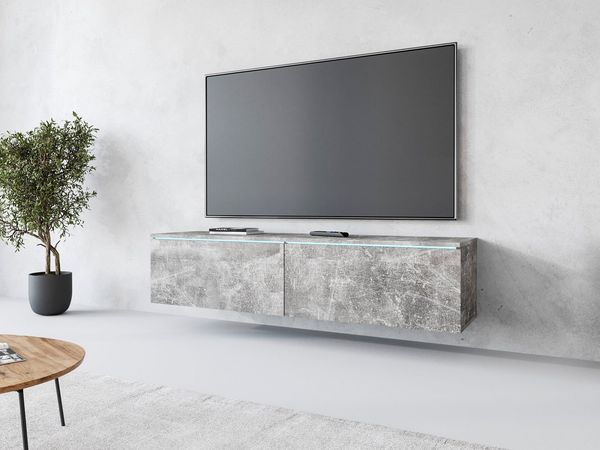 INOSIGN Lowboard LOWBOARD D, wahlweise mit oder ohne Beleuchtung, modernes TV-Board ohne Griffe, mit viel Stauraum,stehend und hängend