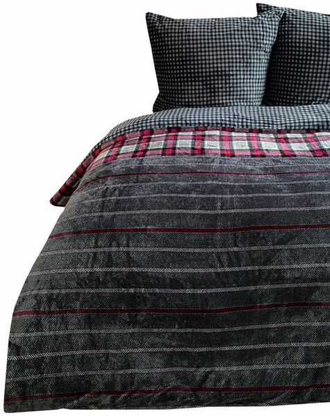 Visaggio Bettwäsche Winter Teddy Plüsch Bettbezug flauschig warm, Fleece, 2 teilig, Flauschig warmes Cashmere Touch, gestreift