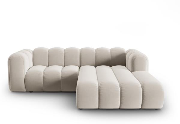 Micadoni Modulares Ecksofa Lupine 3-Sitzer Rechts Samtstoff Salvador Beige