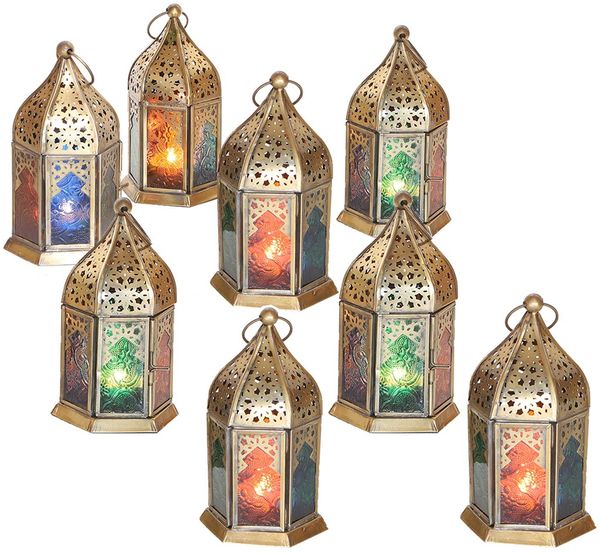 Orientalische Glas-Windlichter Nael Multifarbig 8er Set