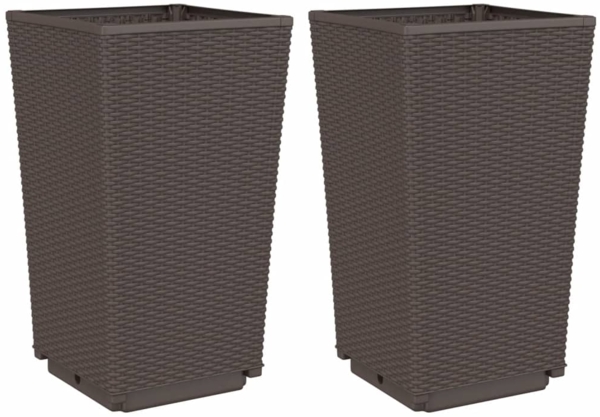 vidaXL Pflanzkübel 2 Stk. Braun 32,5x32,5x57 cm PP 367850