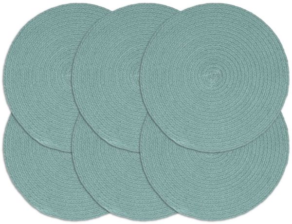 Tischsets | Platzset 6 Stk. Grün 38 cm Rund Baumwolle
