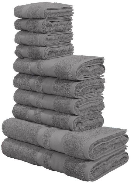 OTTO home Handtuch Set Vanessa, 10-tlg Handtuch-Set, weich, in Standard- und Premium-Qualität, Walkfrottee (Set, 10-St), 100% Baumwolle, Duschtücher, Handtücher, Gästetücher, mit Bordüre