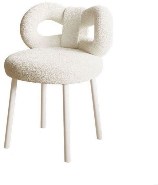 Nosicp Sessel und Stühle mit Metallbeinen, Schminktisch und Salonstuhl, Schminktischstuhl im minimalistischen Design, Weiß, 36 x 37 x 67 cm