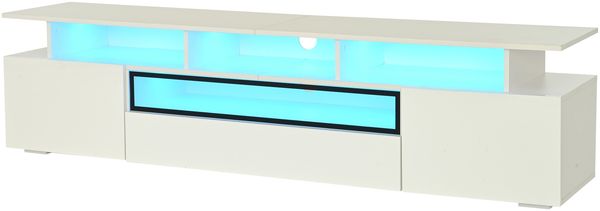 TV-Schrank 180 x 38 x 45 cm, Hochglanz Lowboard in Weiß mit LED, 2 Türen und 1 Schublade Bild 6