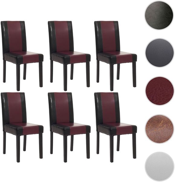 6er-Set Esszimmerstuhl Stuhl Küchenstuhl Littau ~ Kunstleder, schwarz-rot, dunkle Beine Bild 9